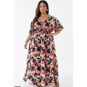 Forever 21+ Multi Color Abstract Print Maxi Dress Size 0X New